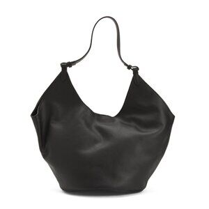 VIOLA CASTELLANI Black Made In Italy Leather Oval Bottom Hobo